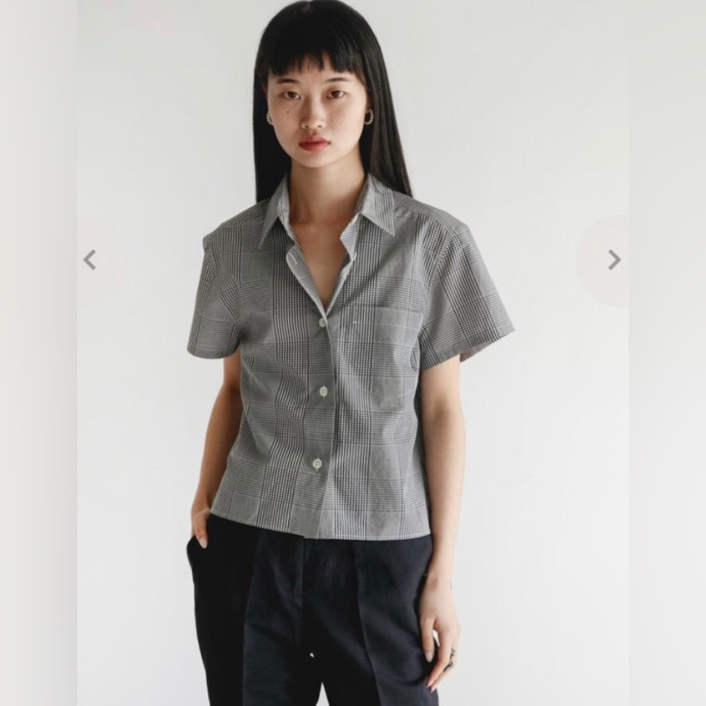 MARGARET HOWELL GINGHAM COTTON BOXEY BUTTON DOWN SHIRT SIZE 10